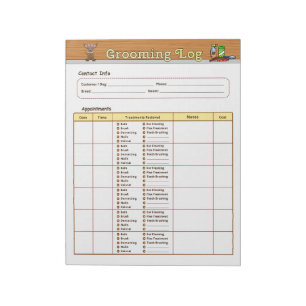 Dog Grooming Log Notepad