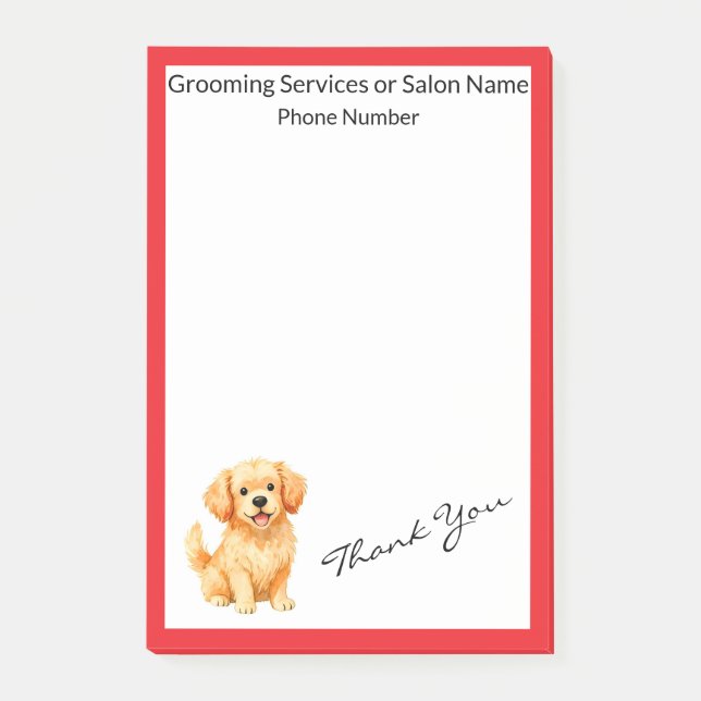 Dog Grooming Personalised Luxury Modern Collection Post-it Notes (Front)