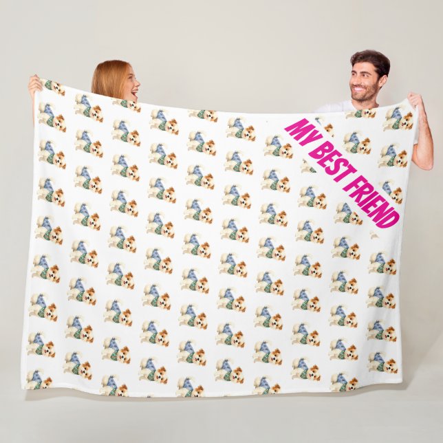 Dog Grooming Personalized Gold Elegant Collection Fleece Blanket (In Situ)