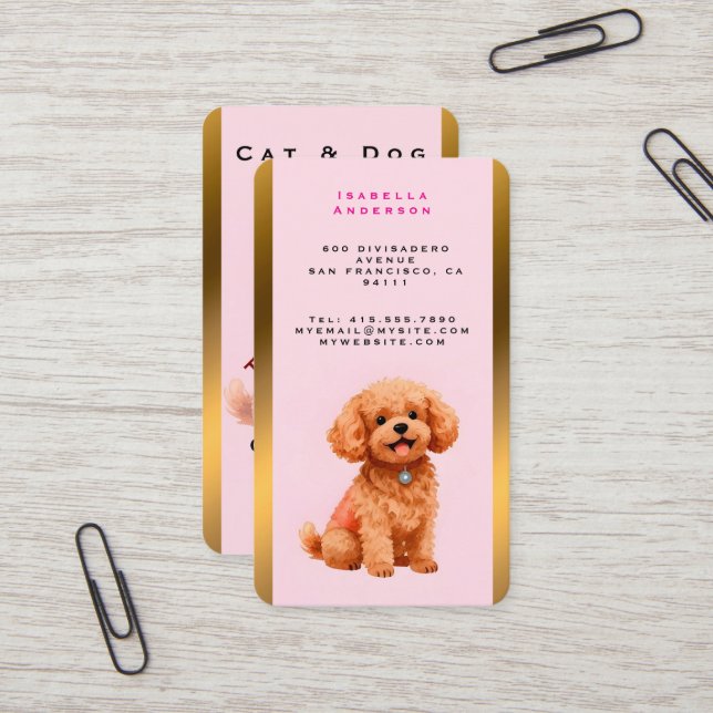 Dog Grooming Personalized Modern Collection Business Card (Front/Back In Situ)