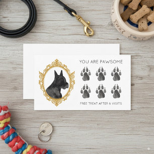 Dog Grooming Pet Services Black and White Paw Business Card