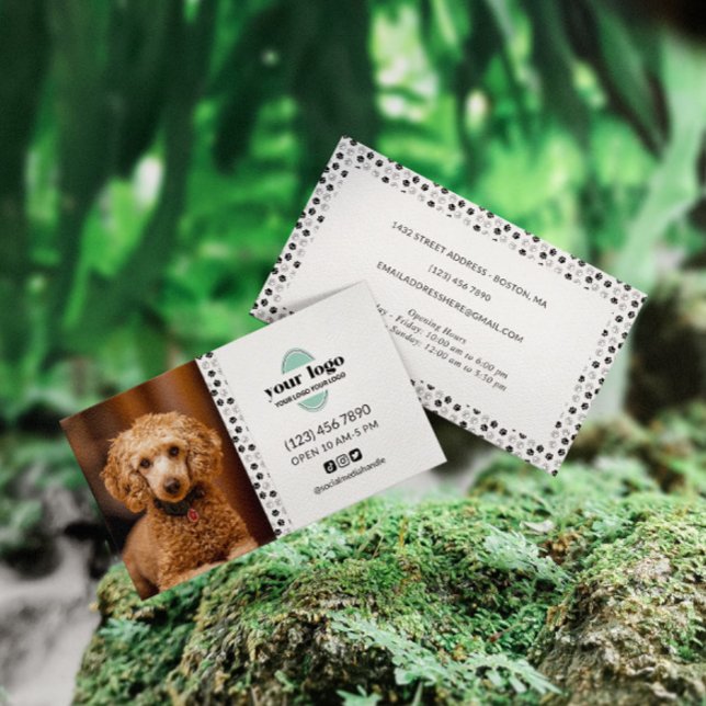 Dog Grooming Photo Logo Social Media Business Card (Creator Uploaded)