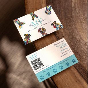 Dog Grooming QR Code & Loyalty Reward Business Card
