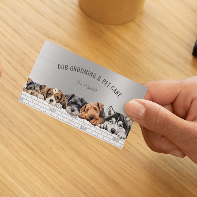 Dog Grooming QR Code Social Media Pet Sitter Business Card (Creator Uploaded)