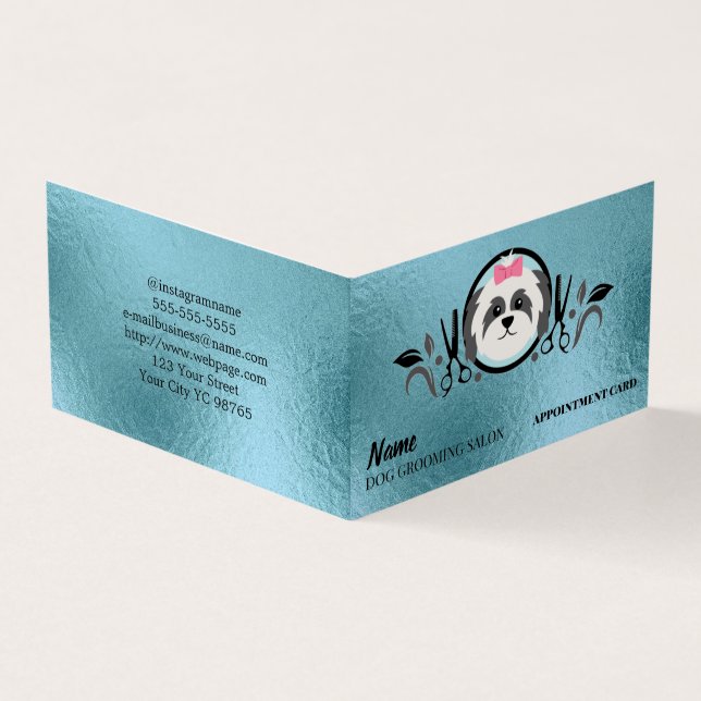 Dog grooming salon Appointment Business Card (Outside)
