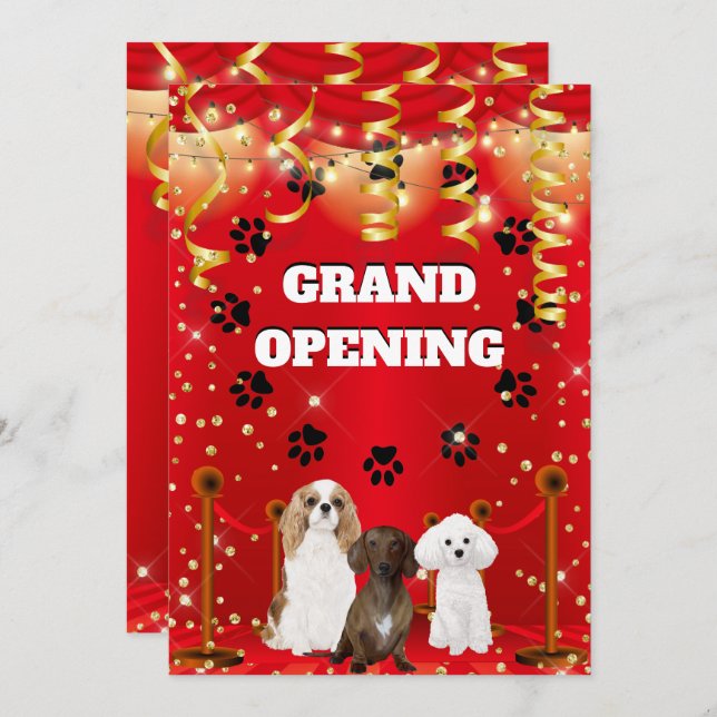 Dog grooming salon grand opening VIP party Invitation (Front/Back)