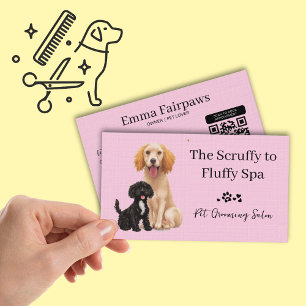 Dog Grooming Salon Pet Care Card with QR Code