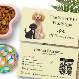 Dog Grooming Salon Pet Care Card With QR Code
