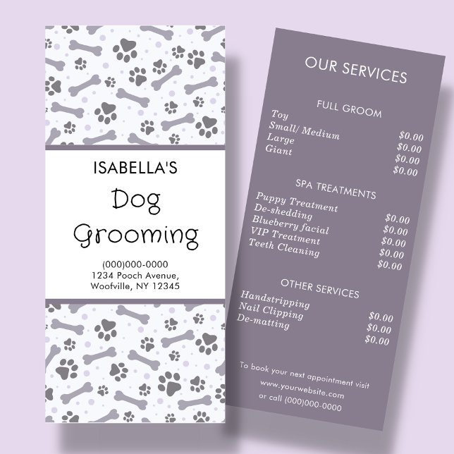 Dog Grooming Service Price List Rack Card (Creator Uploaded)