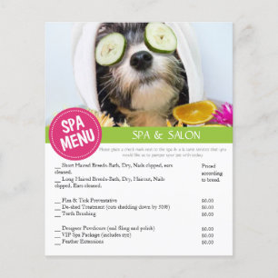 Dog Grooming Spa Services Menu