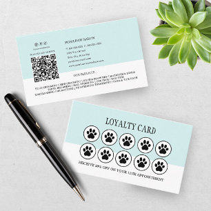 Dog Grooming Teal Loyalty Card Pet Salon
