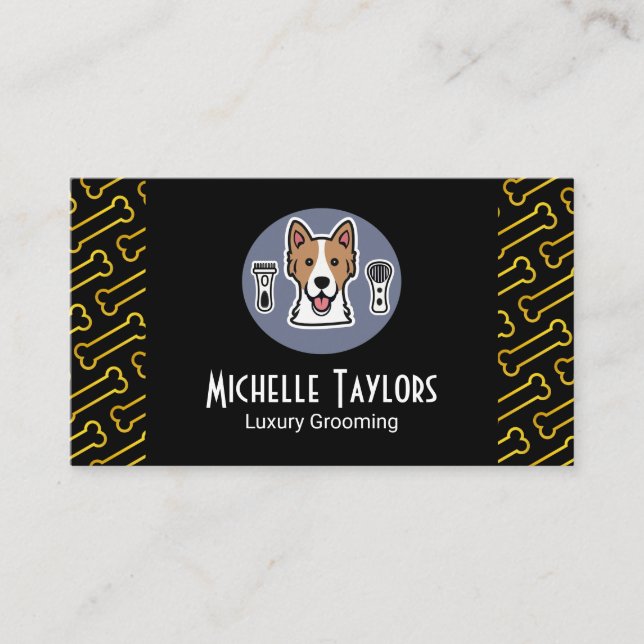 Dog Grooming Tools | Gold Bones Business Card (Front)