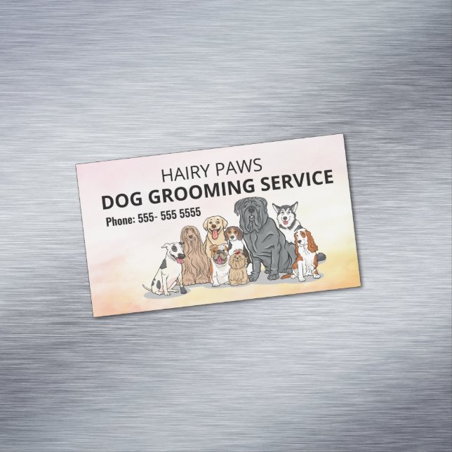 Dog Grooming Watercolor  Magnetic Business Card (In Situ)