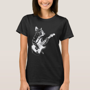 Dog Guitarist Guitar - Boston Terrier Dad Mum T-Shirt