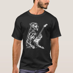 Dog Guitarist Guitar - Catahoula Leopard Dad Mum T-Shirt