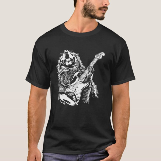 Dog Guitarist Guitar - Tibetan Mastiff Dad Mum T-Shirt (Front)