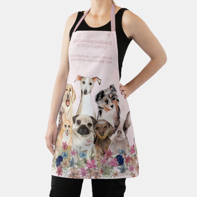 Dog Hair Cut Puppy Grooming Petsitter Apron (Insitu)