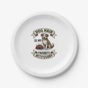 Dog Hair Shirt Vintage Engraving Funny Dog Lover D Paper Plate