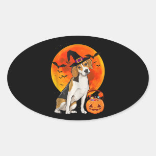 Dog Halloween Beagle Jack O Lantern Pumpkin Tank Oval Sticker