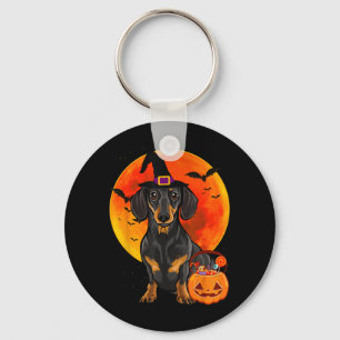 Dog Halloween Black Dachshund Jack O Lantern Key Ring