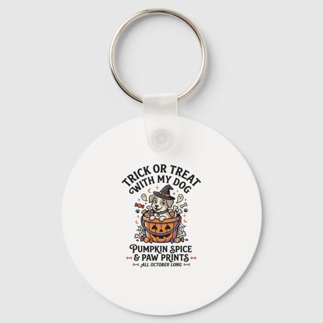 Dog Halloween Candy Night Key Ring (Front)