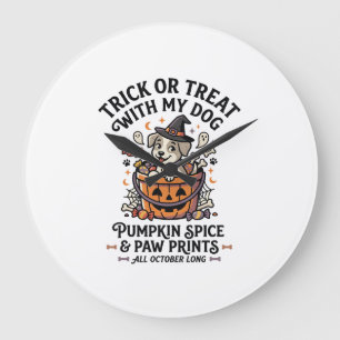 Dog Halloween Candy Night Large Clock