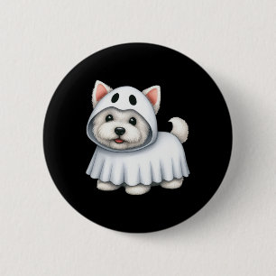 Dog Halloween Costume Ghost West Highland Terrier 6 Cm Round Badge