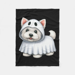 Dog Halloween Costume Ghost West Highland Terrier  Fleece Blanket
