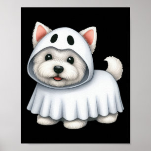 Dog Halloween Costume Ghost West Highland Terrier  Poster