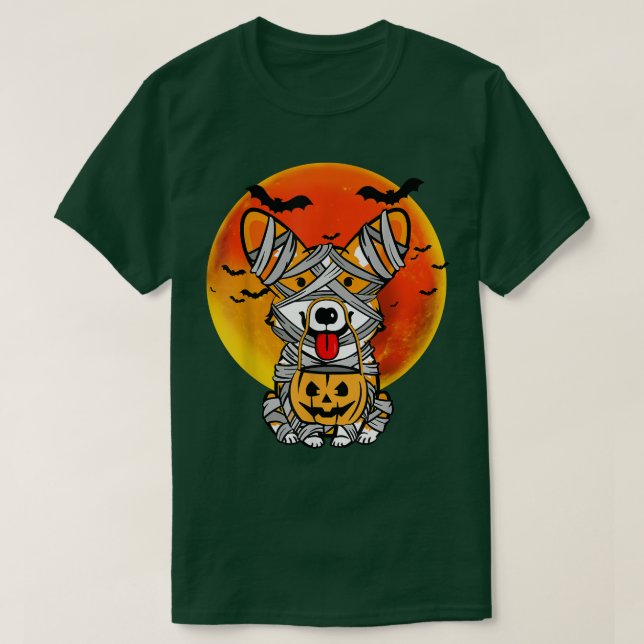 Dog Halloween Costume Welsh Corgi Mummy Pumpkin Co T-Shirt (Design Front)