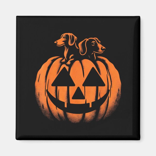 Dog Halloween Dachshund Jack O Lantern Pumpkin Magnet (Front)
