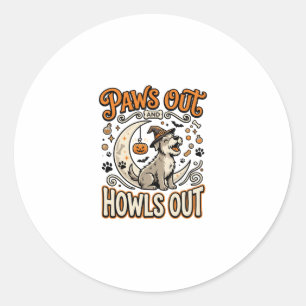 Dog Halloween Howl Party Classic Round Sticker