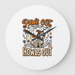 Dog Halloween Howl Party Large Clock