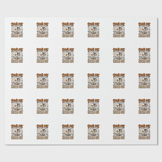 Dog Halloween Howl Party Wrapping Paper (Flat)