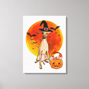 Dog Halloween Italian Greyhound Jack O Lantern Canvas Print
