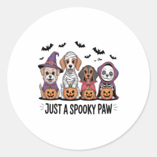 Dog Halloween Just a Spooky Paw Classic Round Sticker