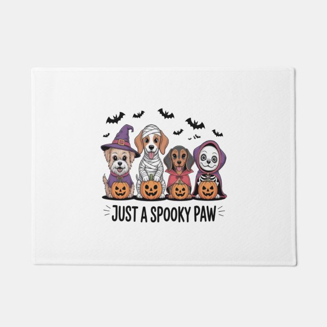 Dog Halloween Just a Spooky Paw Doormat (Front)