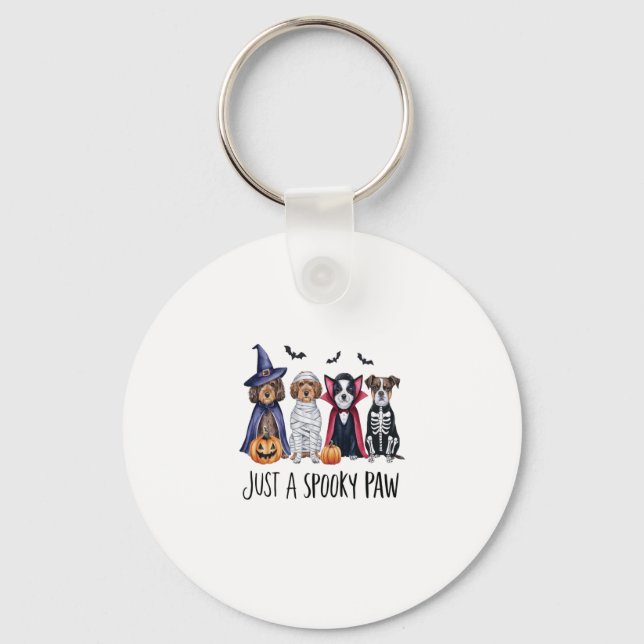 Dog Halloween Just a Spooky Paw Key Ring (Front)