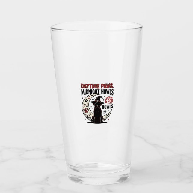 Dog Halloween Midnight Howls Glass (Front)