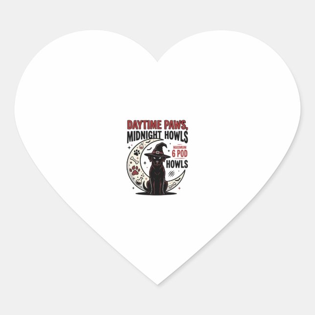 Dog Halloween Midnight Howls Heart Sticker (Front)