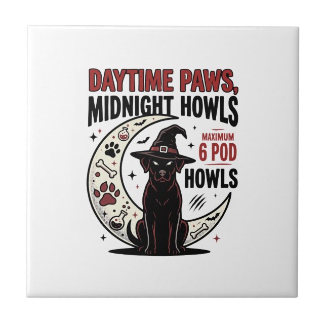 Dog Halloween Midnight Howls Tile (Front)
