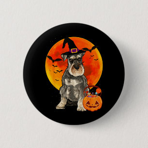 Dog Halloween Miniature Schnauzer Jack O Lantern 6 Cm Round Badge