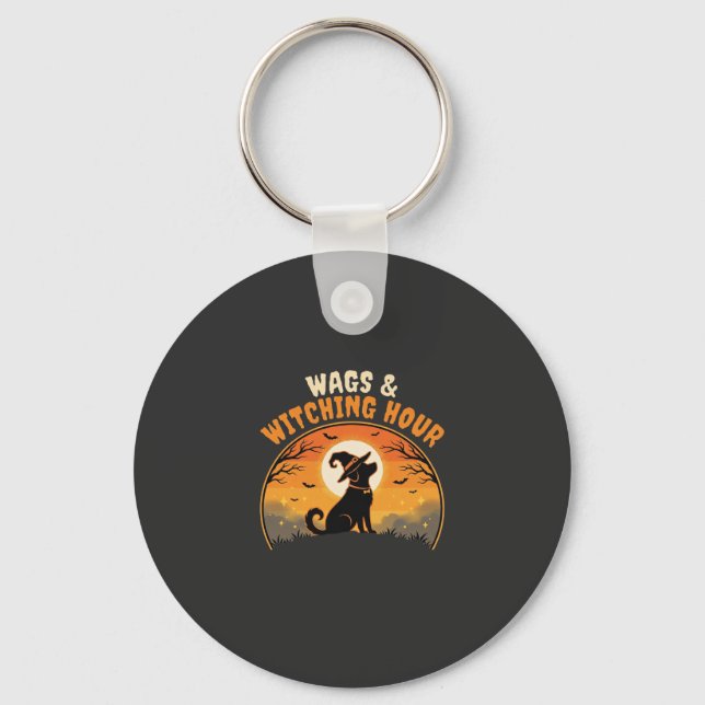 Dog Halloween Moonlight Key Ring (Front)
