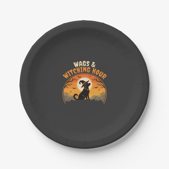 Dog Halloween Moonlight Paper Plate (Front)
