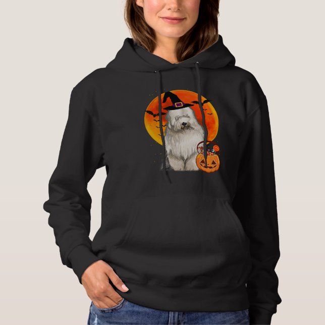 Dog Halloween Old English Sheepdog Jack O Lantern  Hoodie (Front)