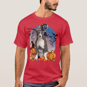 Dog Halloween Pitbull Jack O Lantern Pumpkin Moon T-Shirt