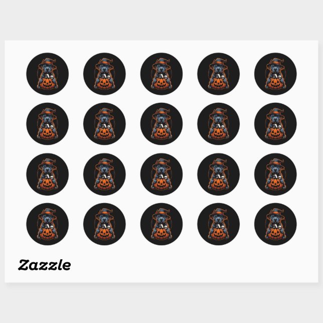 Dog Halloween - Pitbull Witch Classic Round Sticker (Sheet)