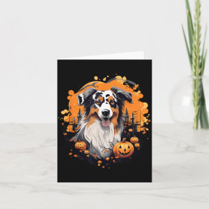 Dog Halloween Pumpkin Australian Shepherd Card