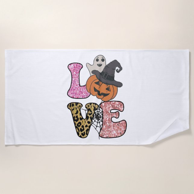 dog halloween pumpkin face beach towel (Front)
