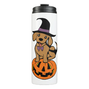 dog halloween pumpkin face thermal tumbler